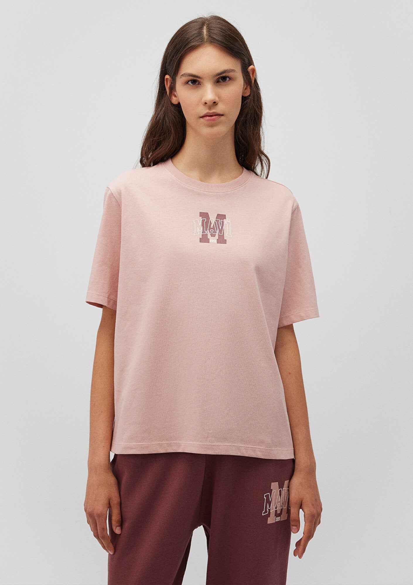 Mavi Logo Printed Pink T-Shirt