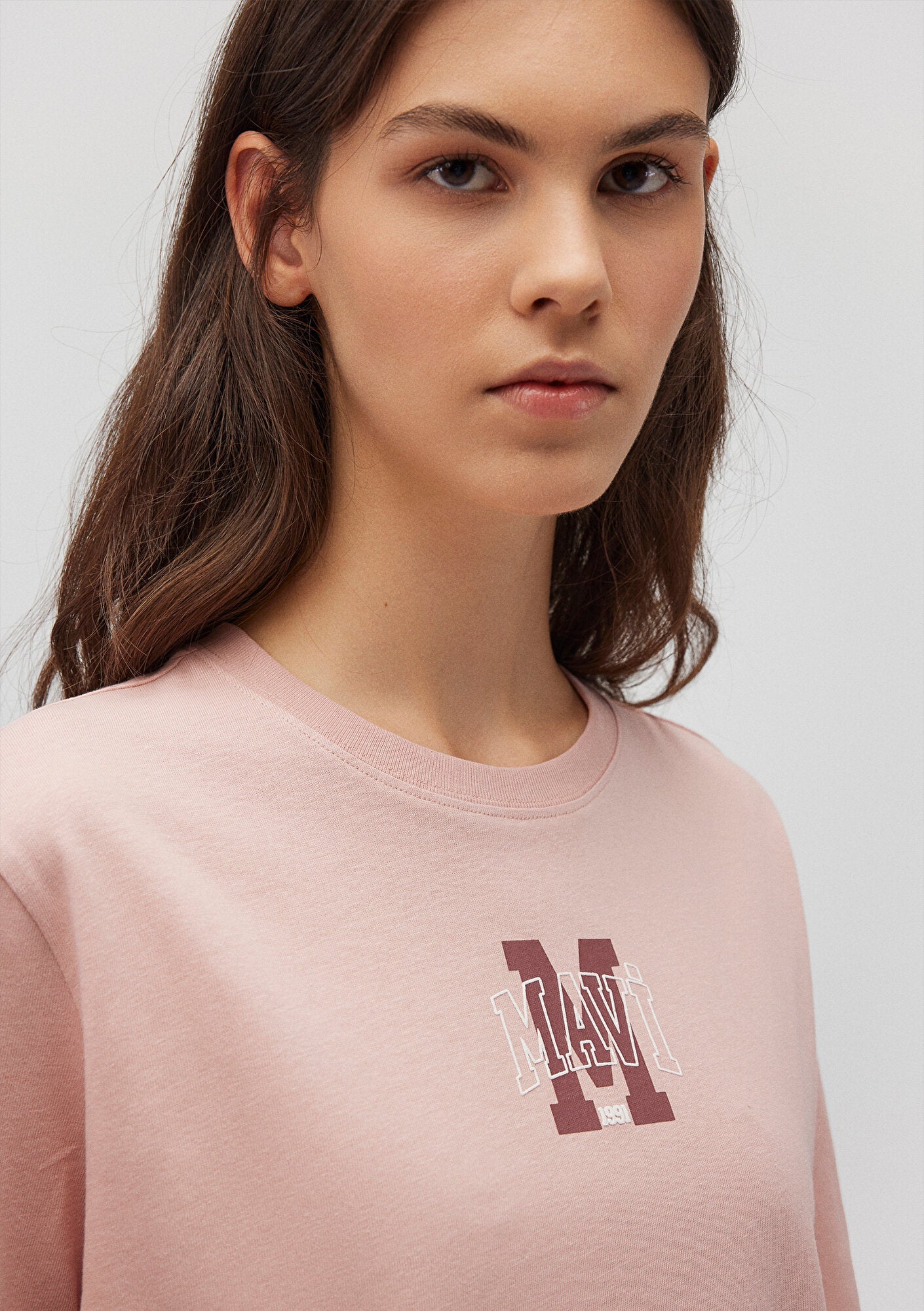 Mavi Logo Printed Pink T-Shirt