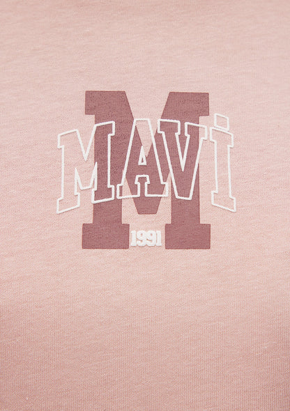 Mavi Logo Printed Pink T-Shirt