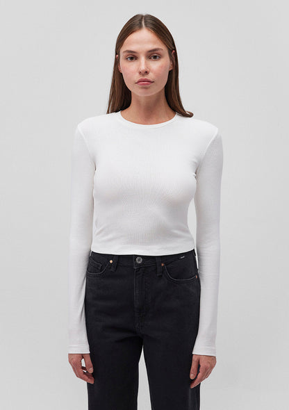 White Long Sleeve Crop Basic T-Shirt
