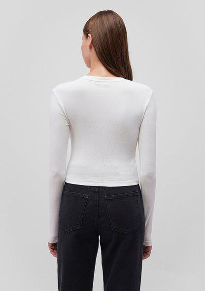 White Long Sleeve Crop Basic T-Shirt