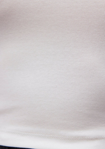 White Long Sleeve Crop Basic T-Shirt