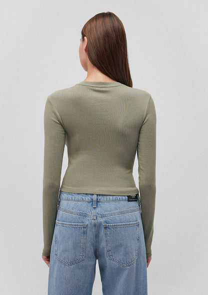 Green Long Sleeve Crop Basic T-Shirt
