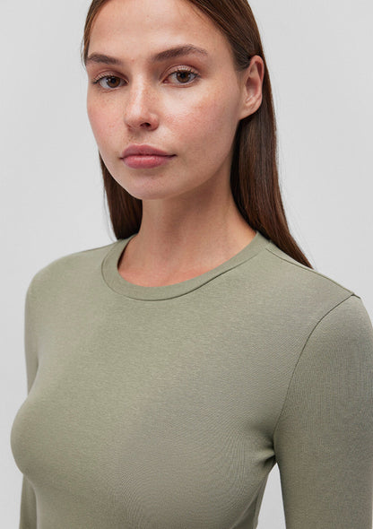 Green Long Sleeve Crop Basic T-Shirt