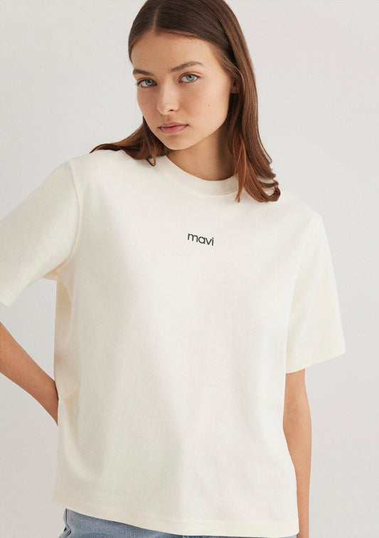 Mavi Logo Printed White T-Shirt