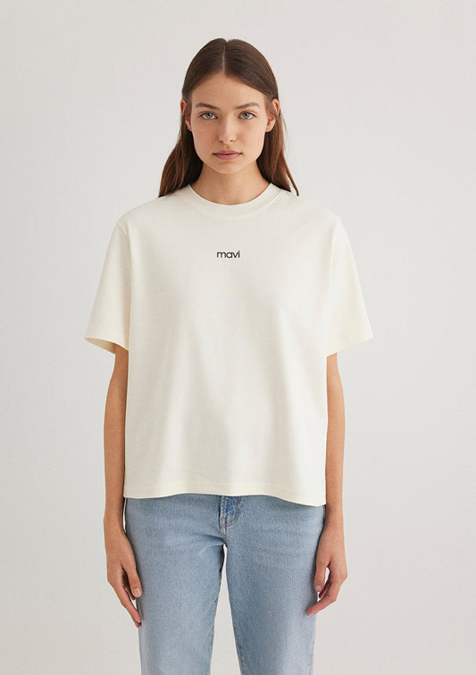 Mavi Logo Printed White T-Shirt