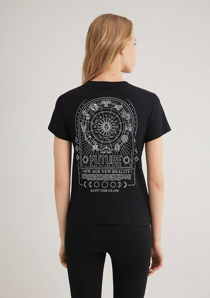 Black Astrology Printed T-Shirt