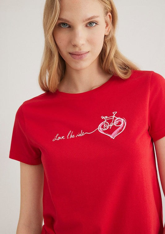 Bicycle Printed Red T-shirt