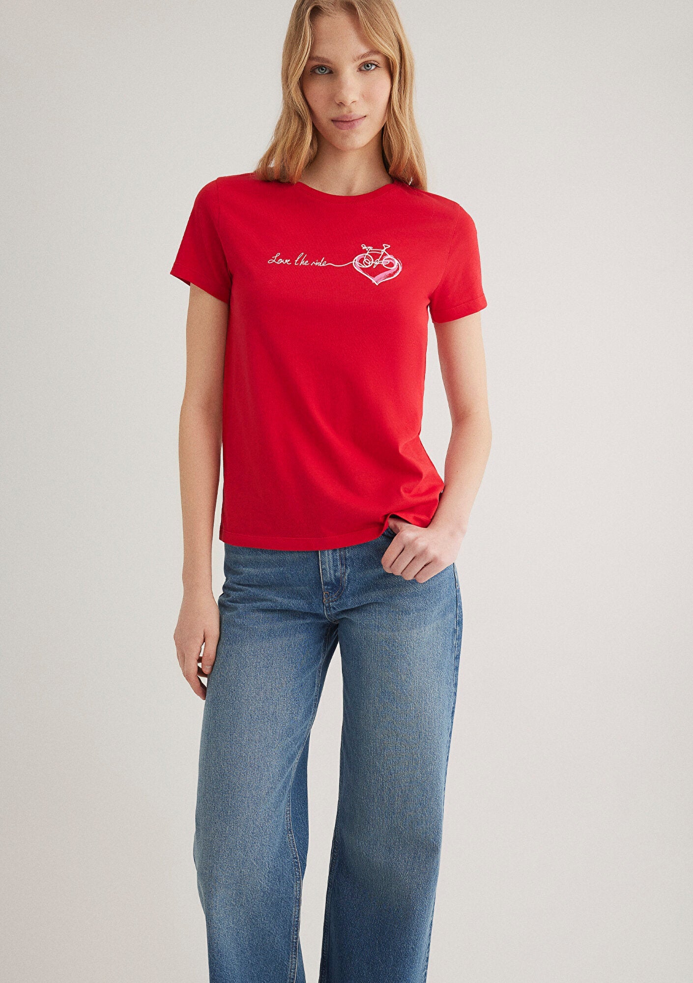 Bicycle Printed Red T-shirt