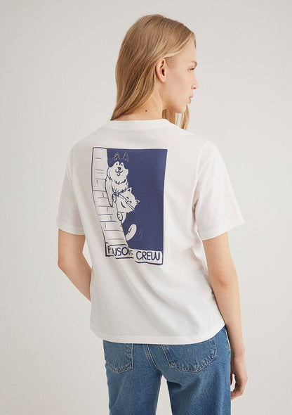 Cat Printed Ecru T-shirt