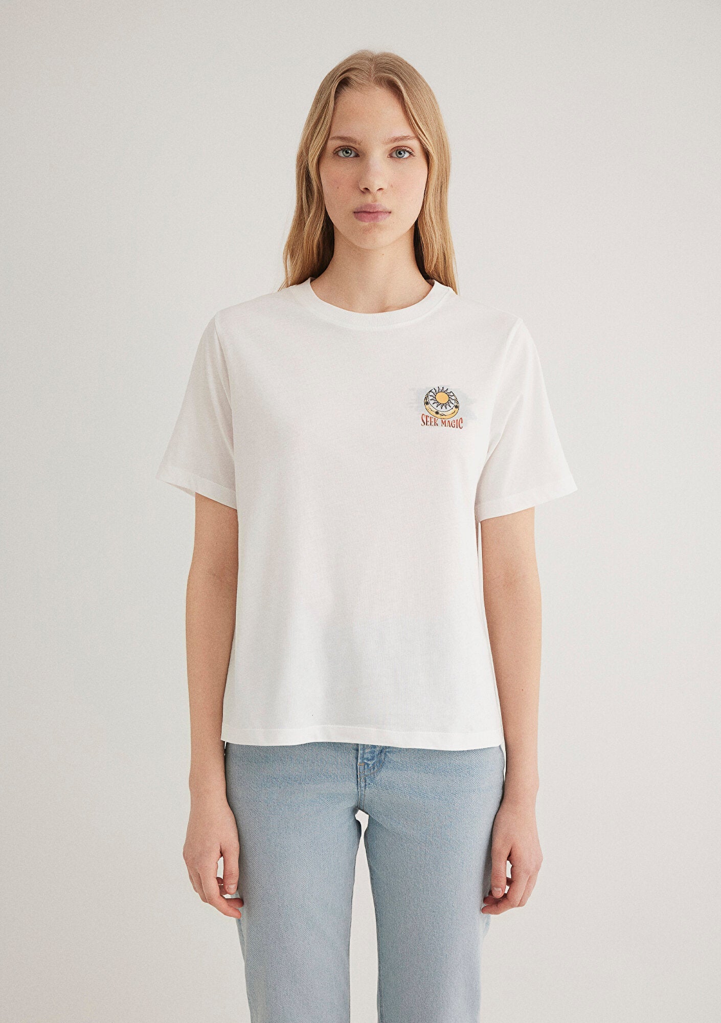 Astrology Printed Ecru T-shirt