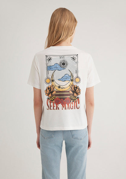 Astrology Printed Ecru T-shirt
