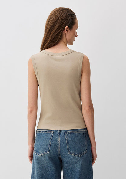 Brown V-Neck Sleeveless Blouse