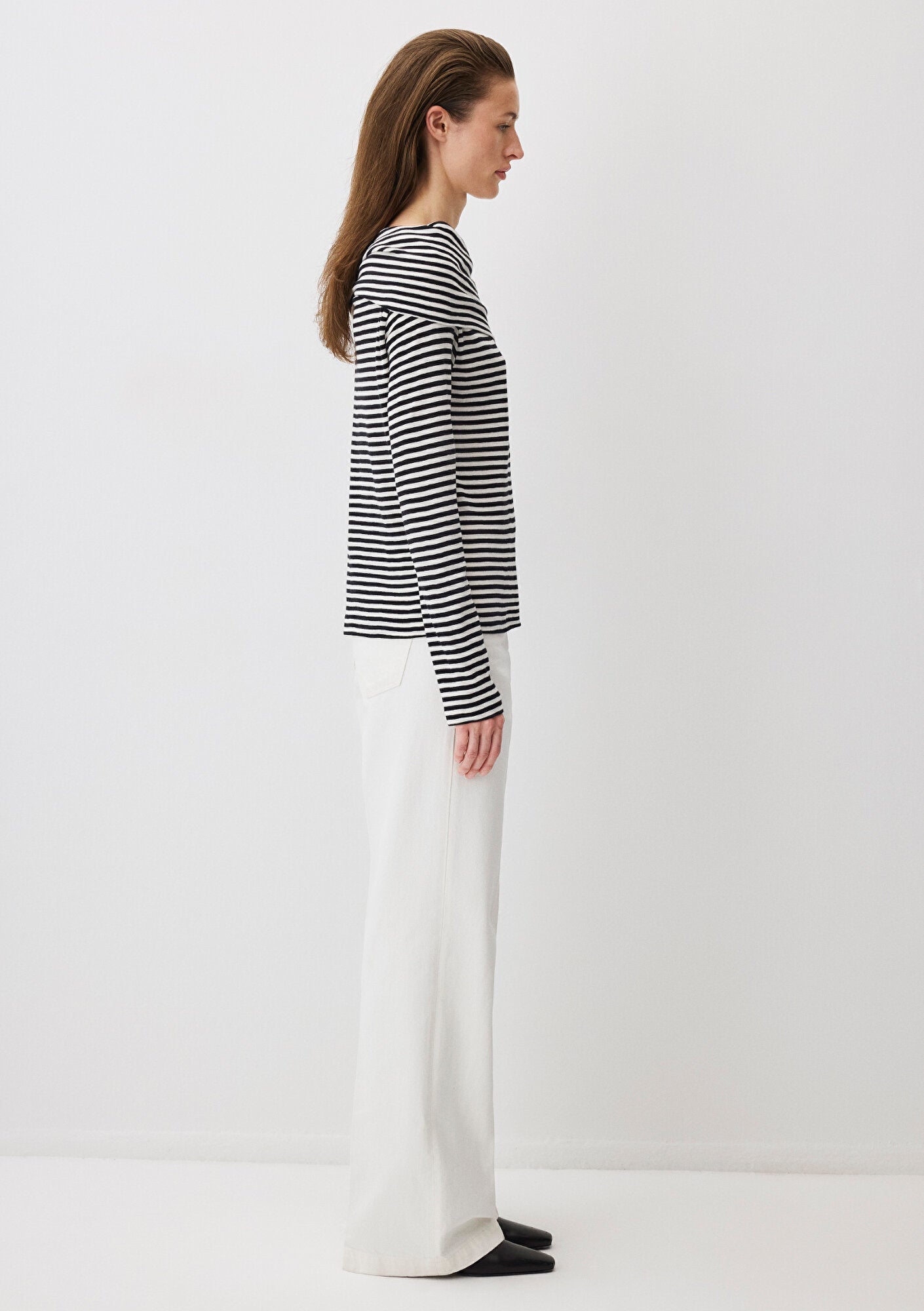 Black Striped Shoulder Detail Long-Sleeve T-Shirt