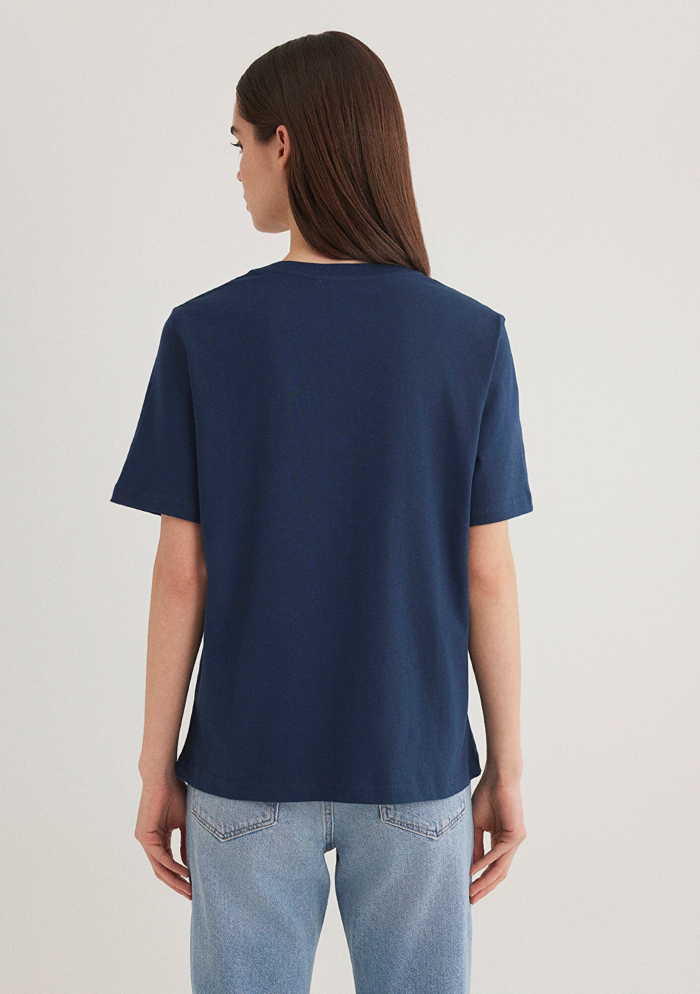 Cat Logo Printed Navy Blue T-shirt