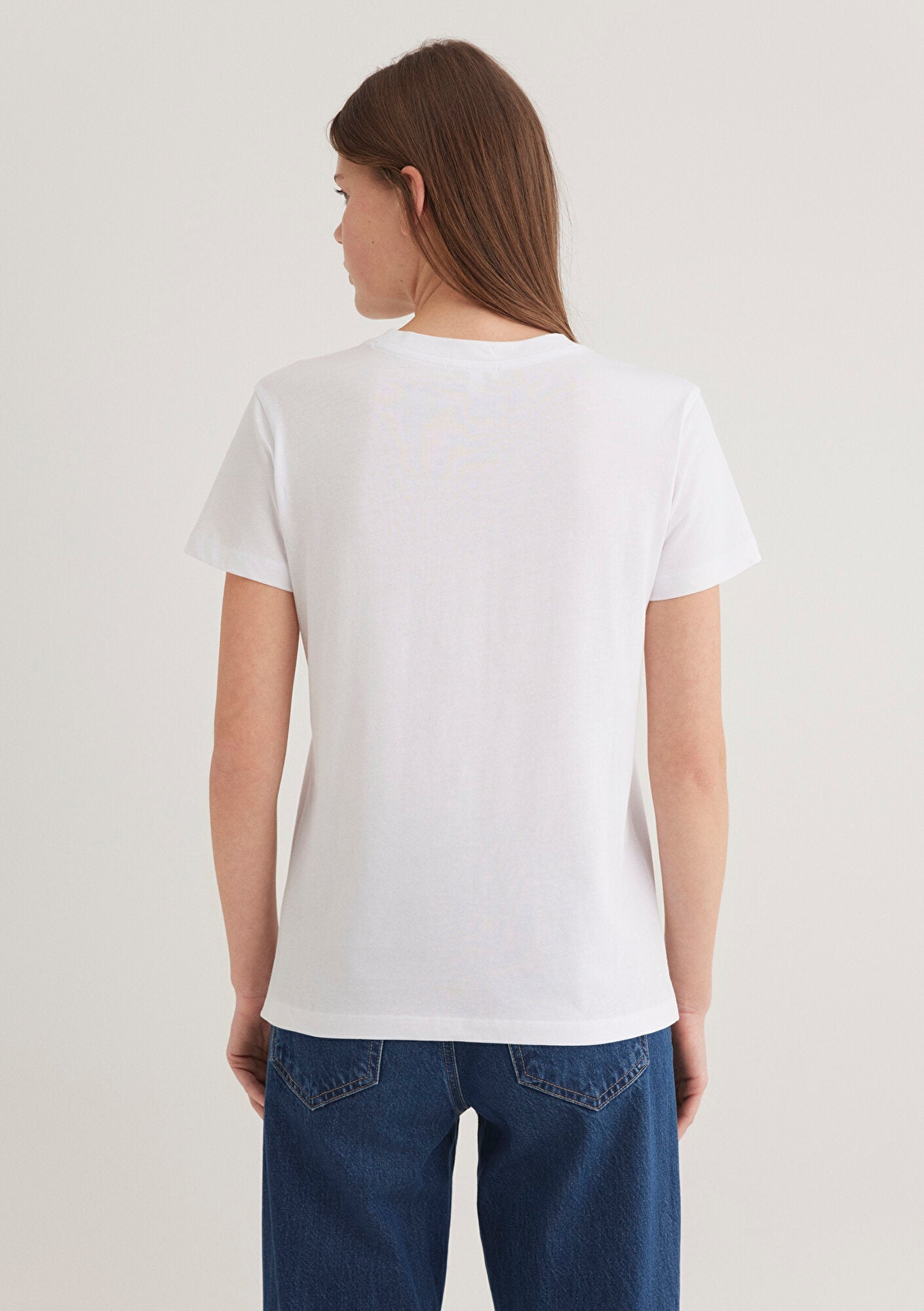 Blue Printed White T-Shirt