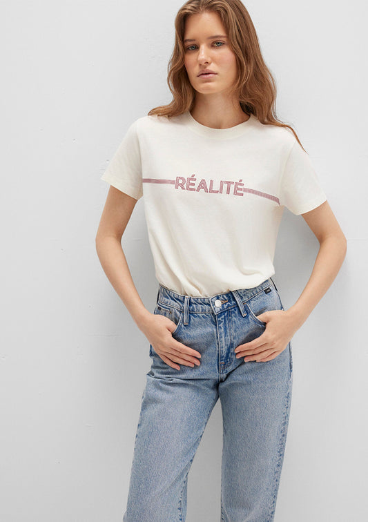 Realite Printed Ecru T-Shirt