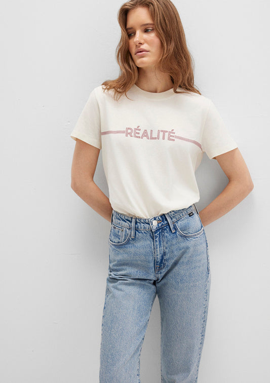 Realite Printed Ecru T-Shirt