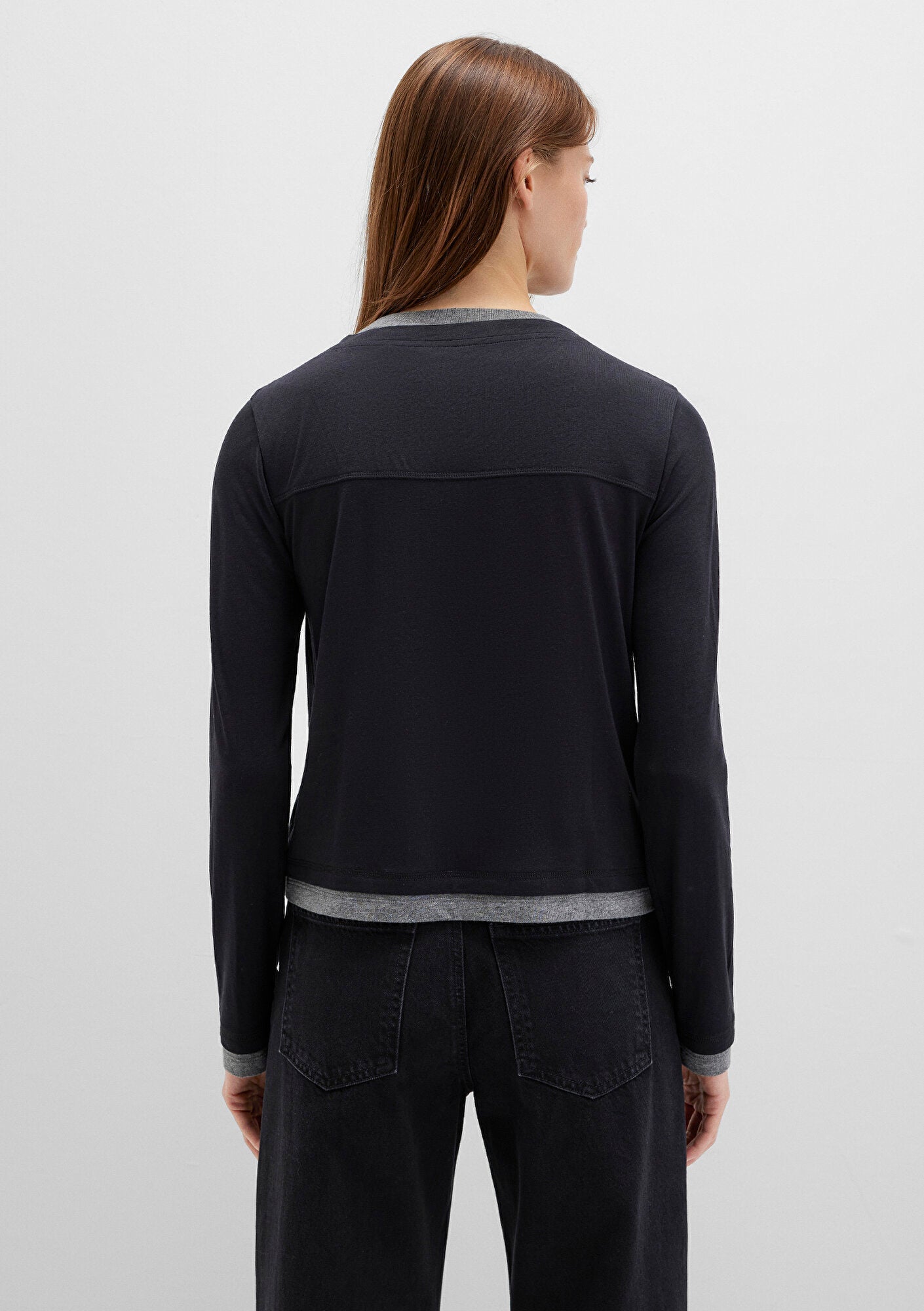 Wool Mix Black Long Sleeve T-Shirt