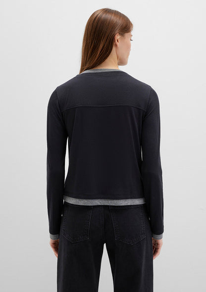 Wool Mix Black Long Sleeve T-Shirt