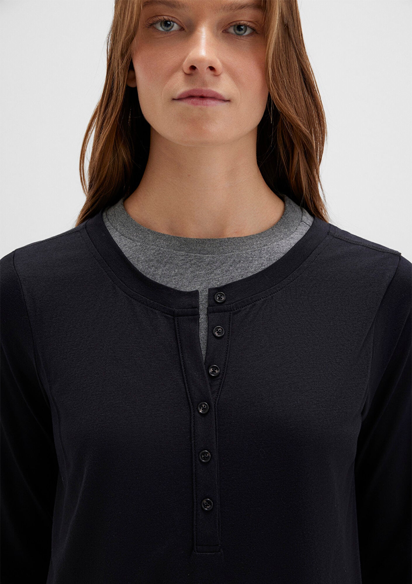 Wool Mix Black Long Sleeve T-Shirt