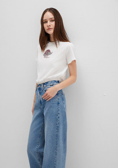Cat Printed White T-Shirt