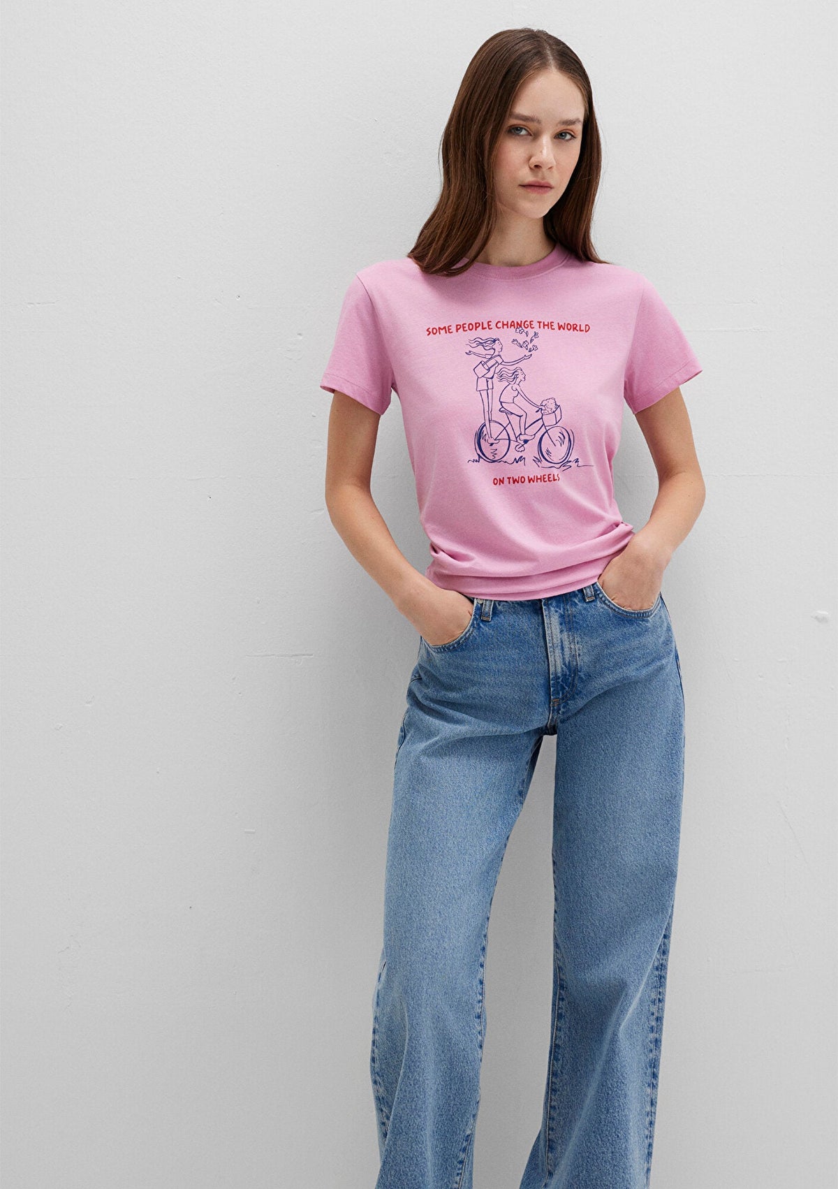Bicycle Printed Pink T-Thirt