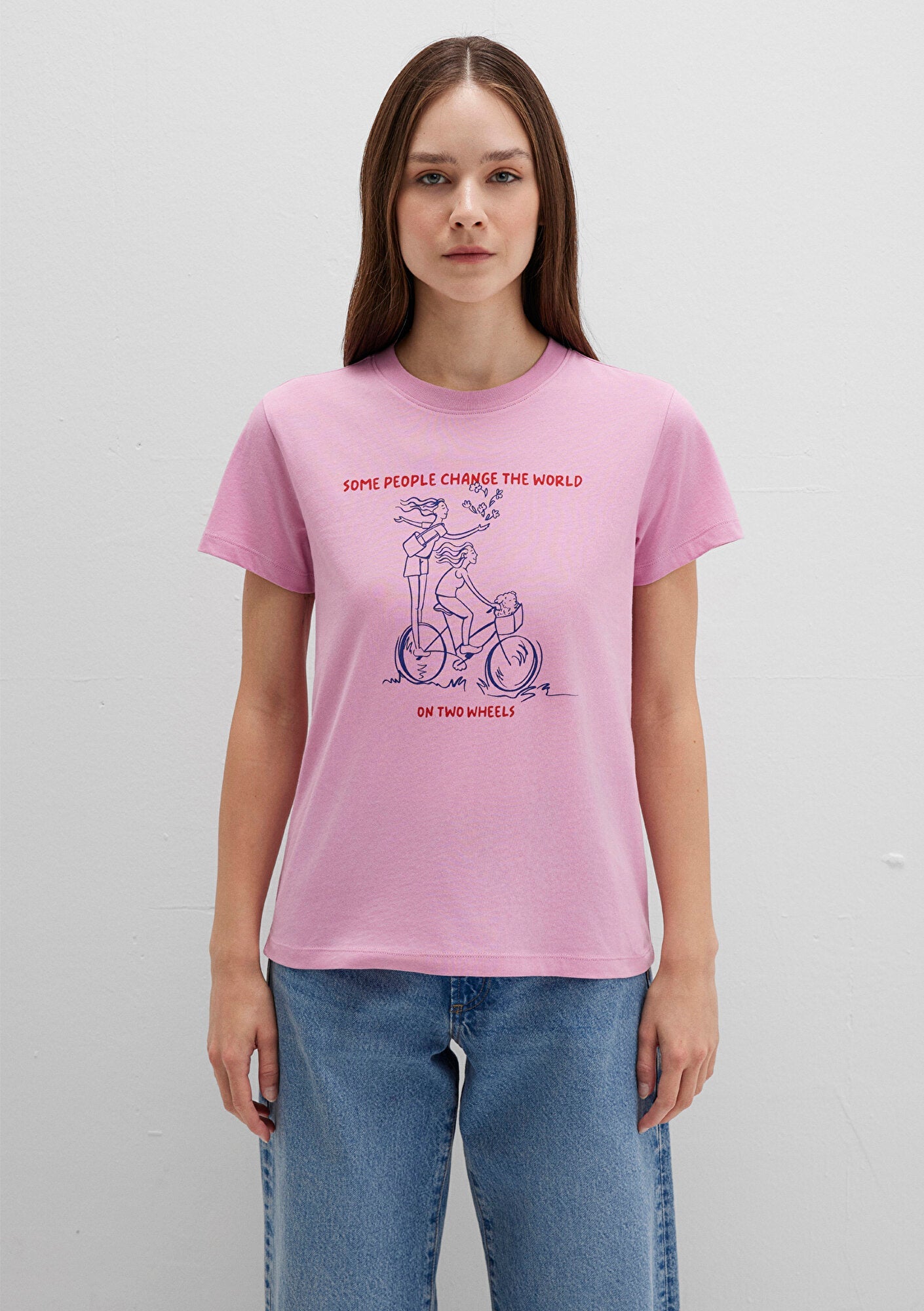 Bicycle Printed Pink T-Thirt