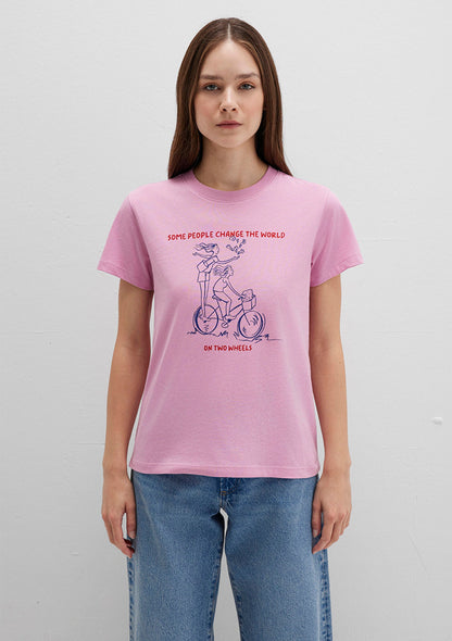 Bicycle Printed Pink T-Thirt