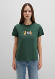 Cat Printed Green T-Shirt