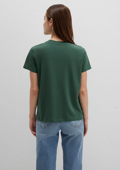 Cat Printed Green T-Shirt