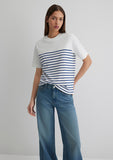 Navy Striped White T-Shirt