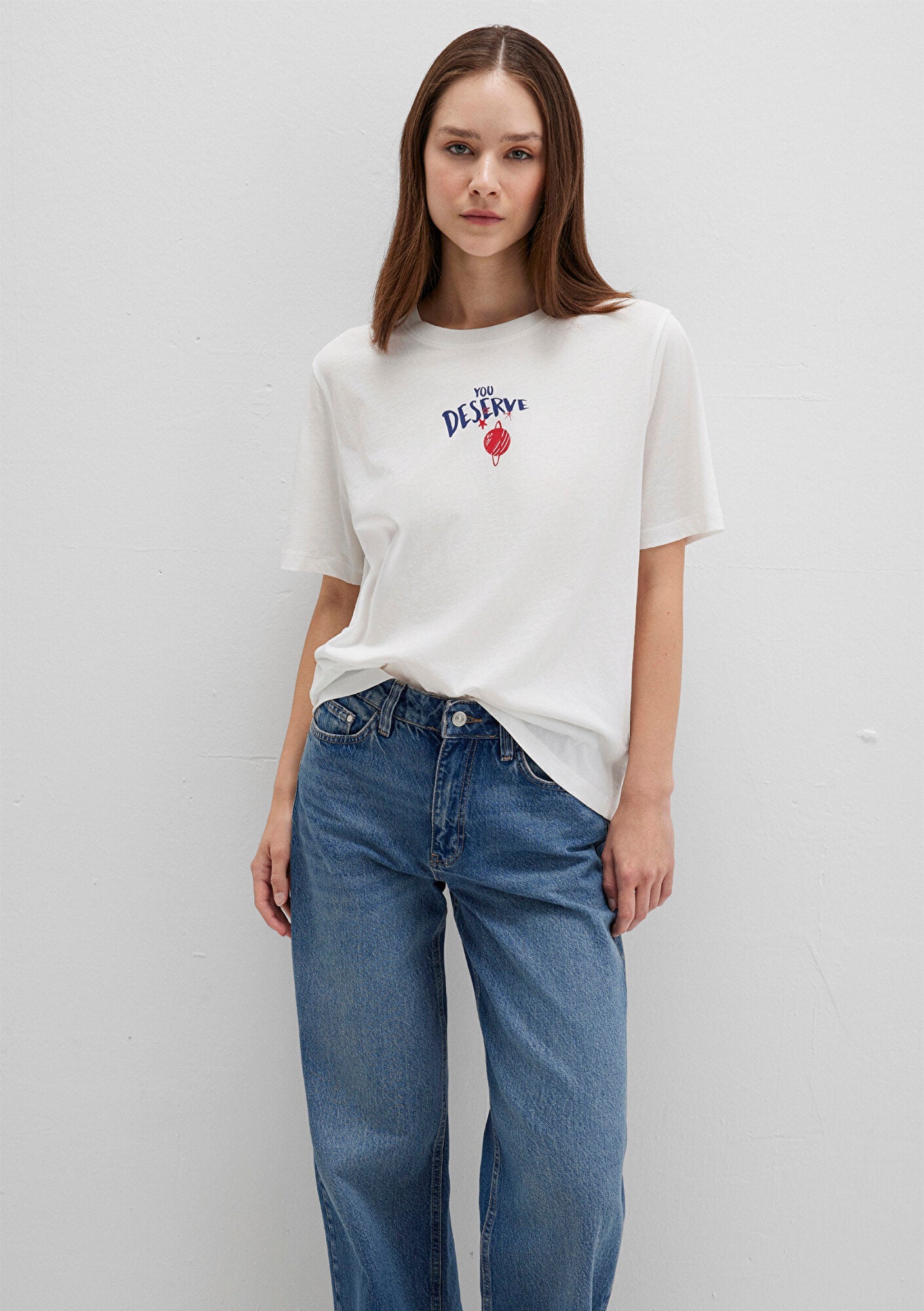 Planets Printed Whit T-Shirt
