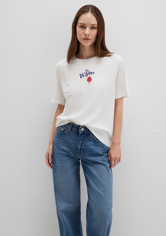 Planets Printed Whit T-Shirt