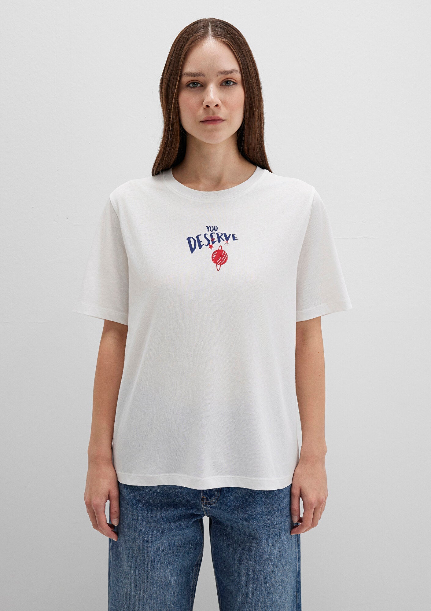 Planets Printed Whit T-Shirt