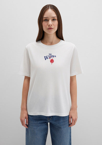 Planets Printed Whit T-Shirt