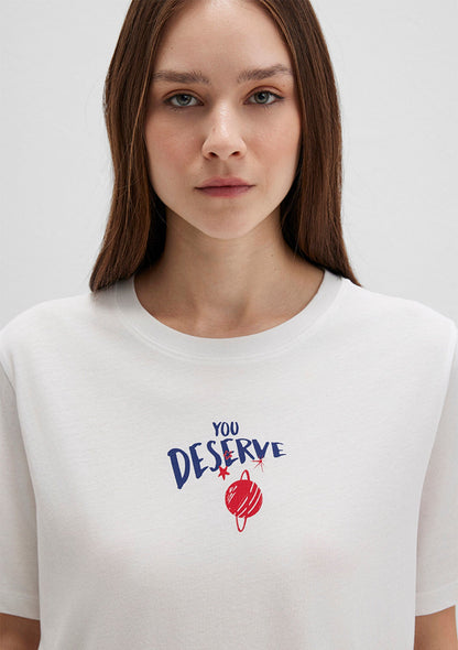 Planets Printed Whit T-Shirt