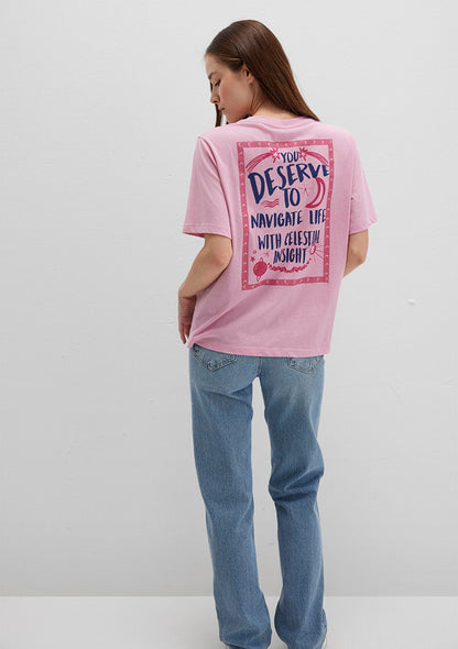 Astrology Printed Pink T-Shirt