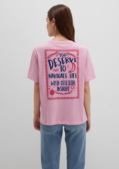 Astrology Printed Pink T-Shirt