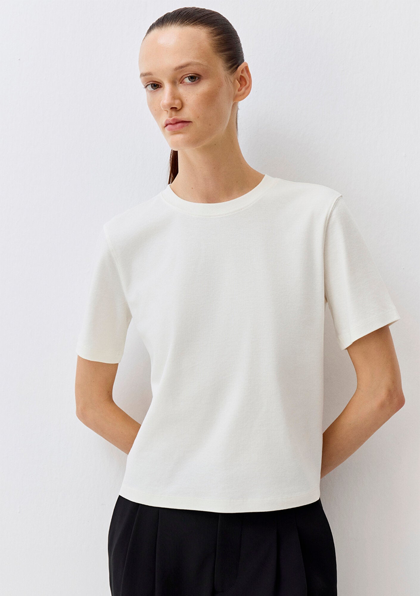 Ecru Basic Interlock T-Shirt