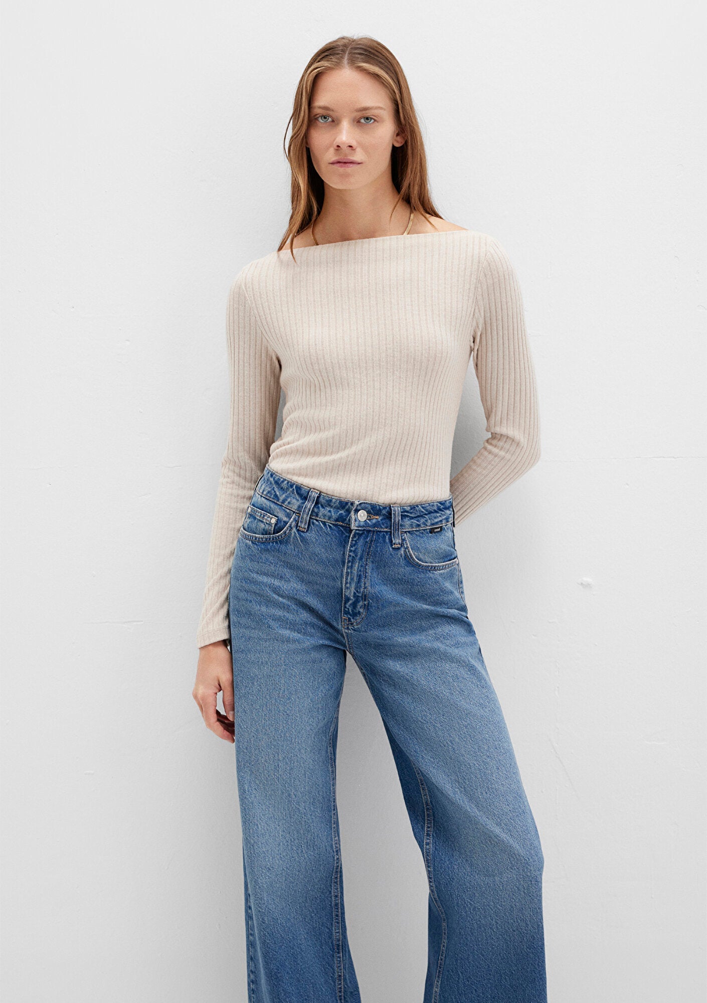 Beige Long Sleeve T-Shirt