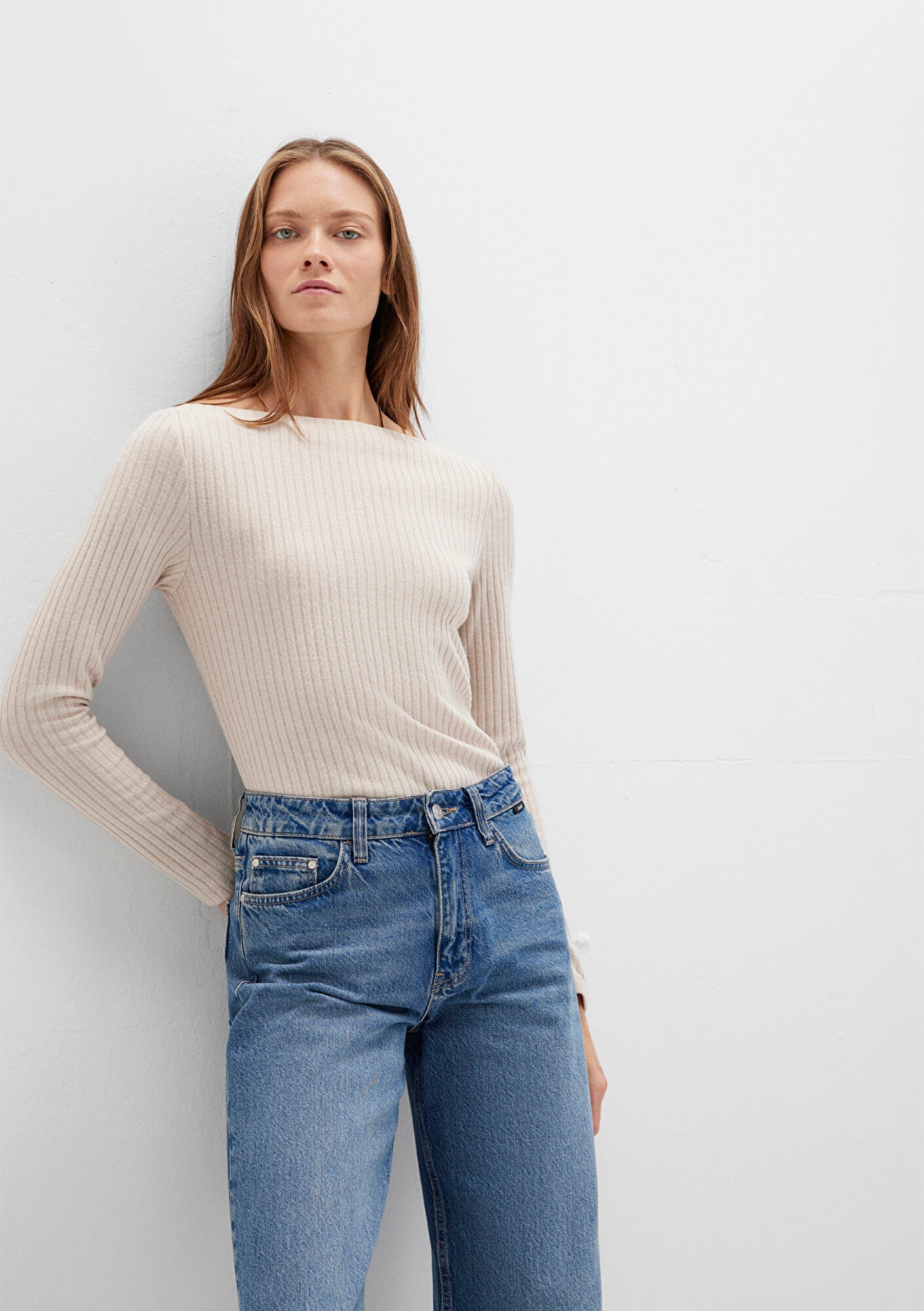Beige Long Sleeve T-Shirt