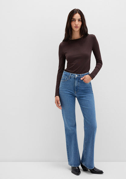 Long Sleeve Brown Basic T-Shirt