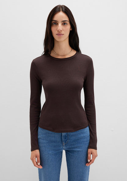 Long Sleeve Brown Basic T-Shirt