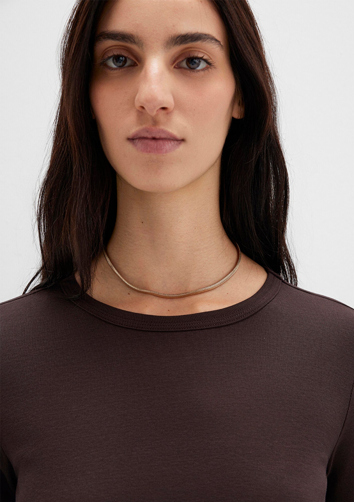 Long Sleeve Brown Basic T-Shirt