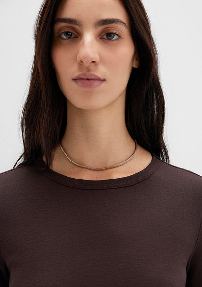 Long Sleeve Brown Basic T-Shirt
