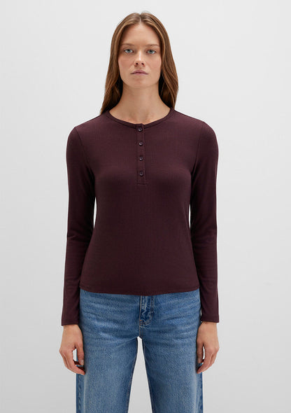 Long Sleeve Brown Basic T-Shirt