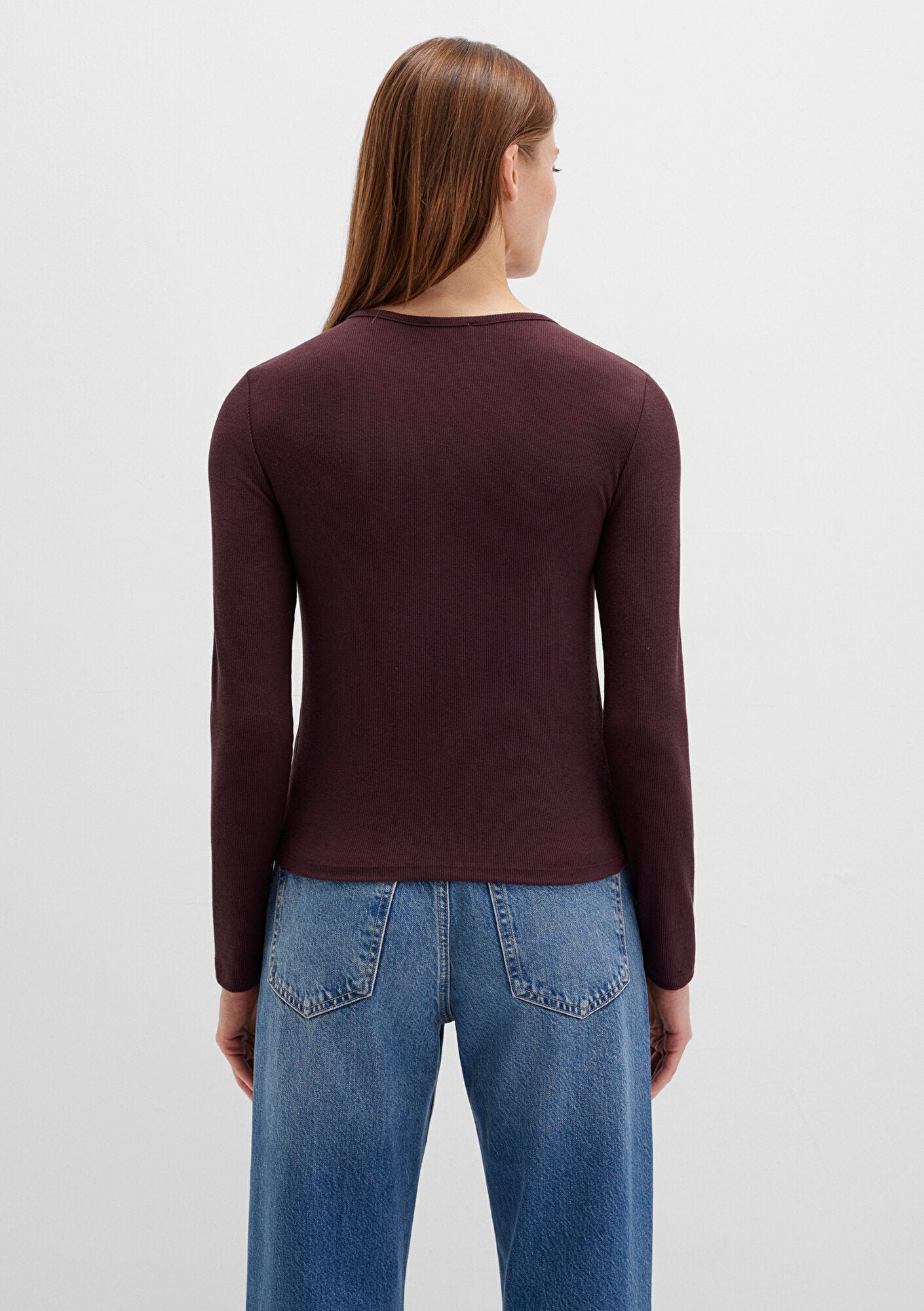 Long Sleeve Brown Basic T-Shirt