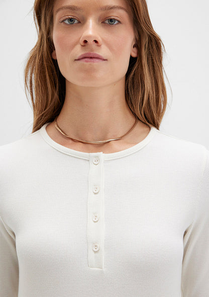 Long Sleeve Ecru Basic T-Shirt