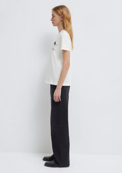 Cat Printed Ecru T-Shirt